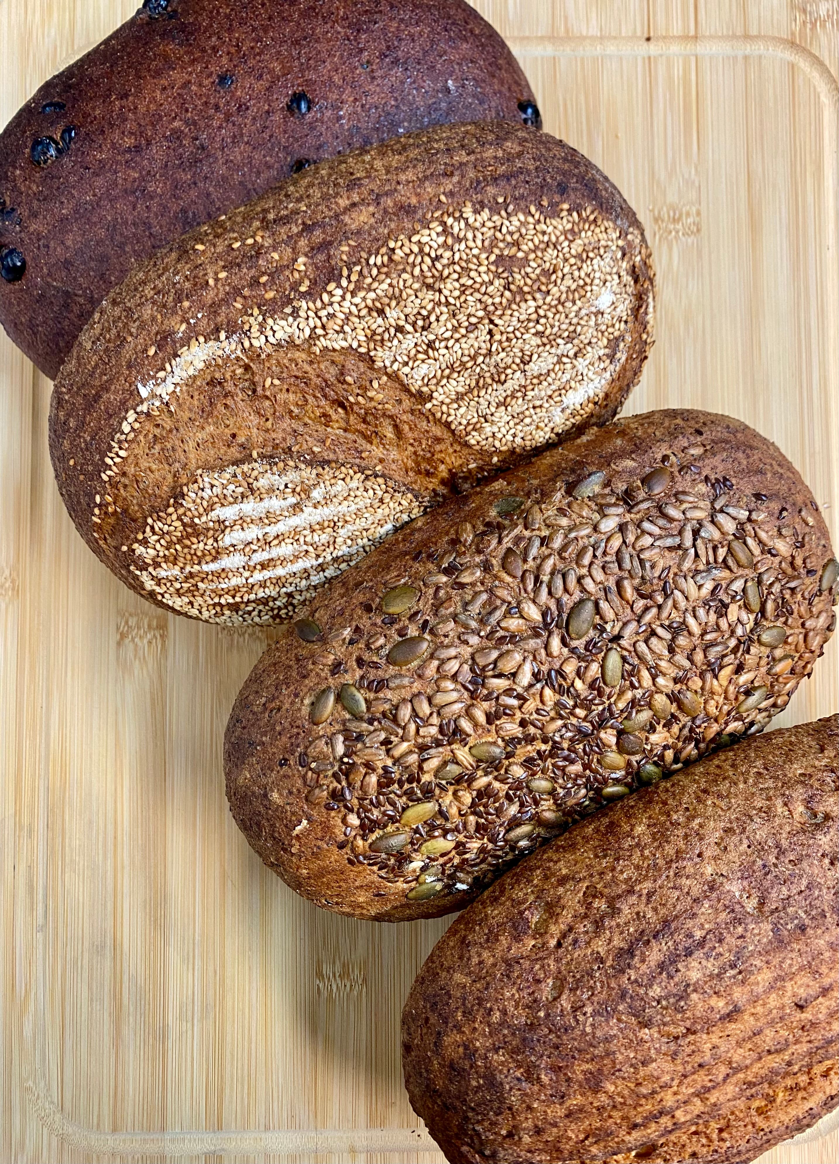 A selection of freshly baked Freed.me gluten-free loaves